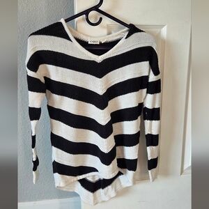 Cato Black and White Striped Women's Sweater
